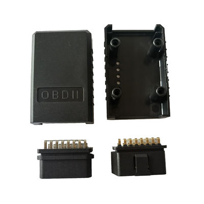 OBD2 Enclosure Bend Pin Gold Plated Male Bend Pin Nickel Plated Female OBD2 Connector Black Color Housing