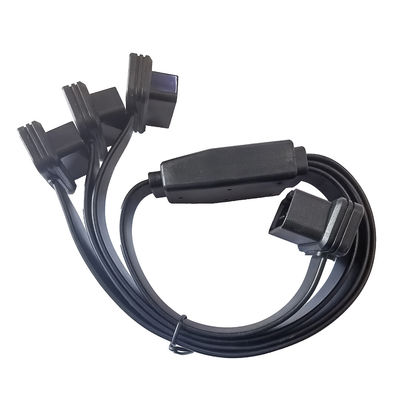 Flat OBD2 Y Cable16 Pin 1 ชายถึง 3 หญิงสำหรับการวินิจฉัยรถยนต์