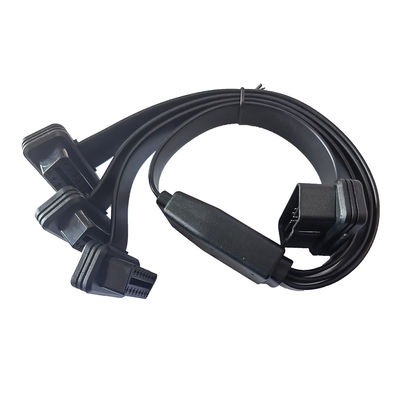 Flat OBD2 Y Cable16 Pin 1 ชายถึง 3 หญิงสำหรับการวินิจฉัยรถยนต์