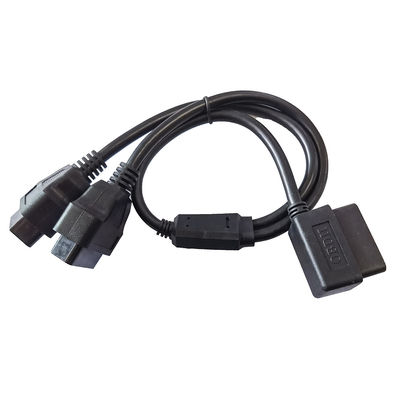 ข้อมูลส่วนขยาย OBD2 Y สายเคเบิลข้อศอก 16 ขา 1 ชายถึง 2 หญิง
