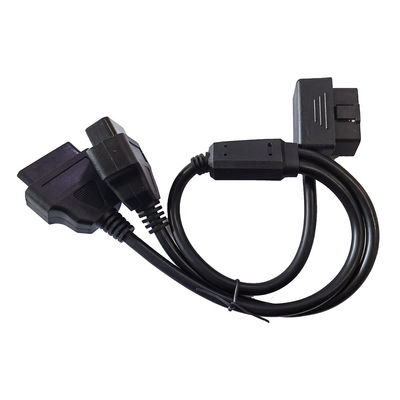 ข้อมูลส่วนขยาย OBD2 Y สายเคเบิลข้อศอก 16 ขา 1 ชายถึง 2 หญิง