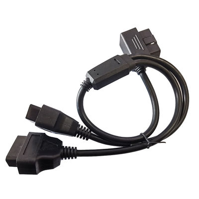 ข้อมูลส่วนขยาย OBD2 Y สายเคเบิลข้อศอก 16 ขา 1 ชายถึง 2 หญิง